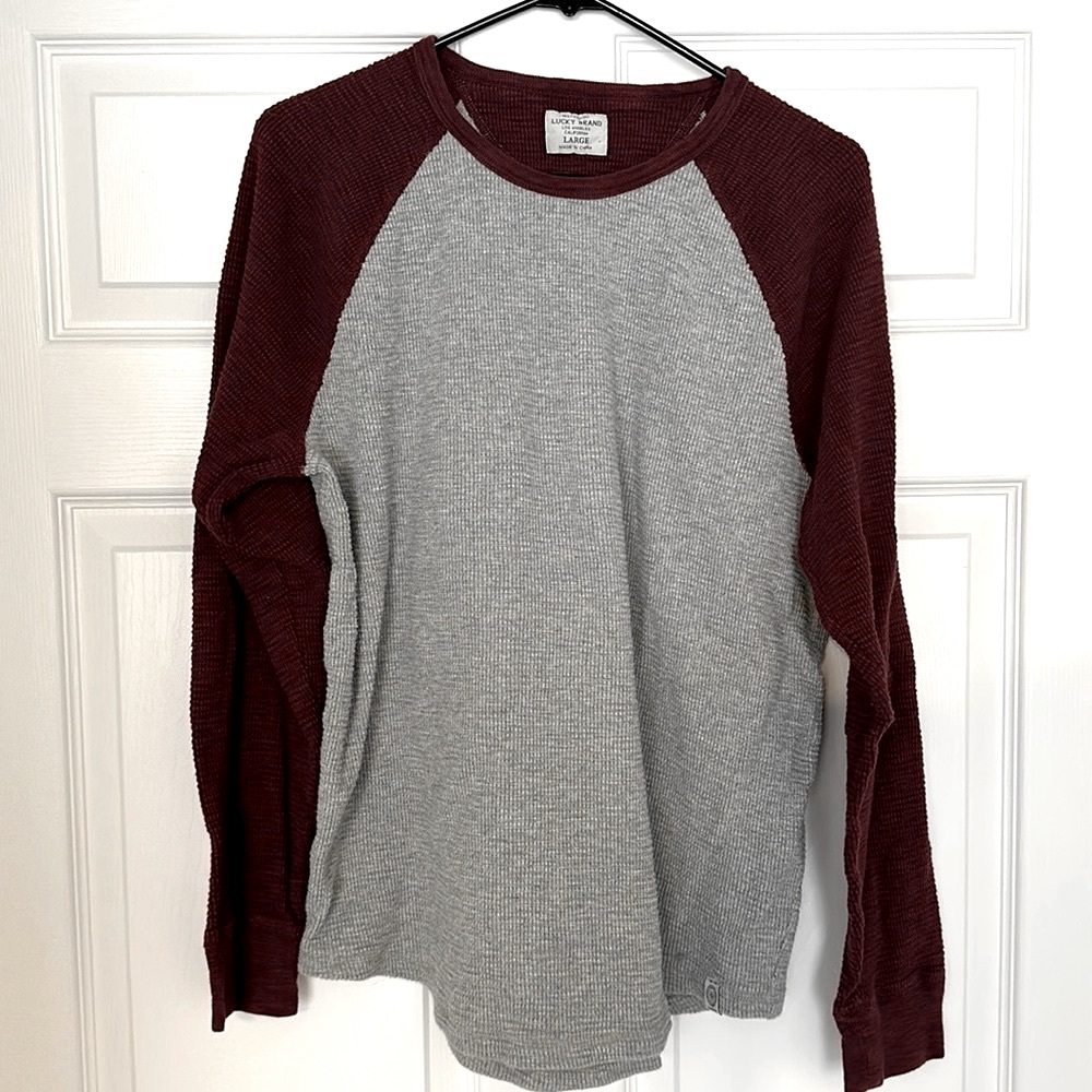 Men’s Large Lucky Brand Gray & Red Thermal Shirt 5/$25